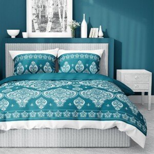 DomTextilu Dokonalé postelné bavlnené obliečky s krásnym tyrkysovým vzorom 49592-224007
