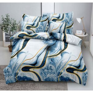 Krásna bavlnená posteľná bielizeň s dokonalým vzorom v modro bielej farbe 4 časti: 1ks 200x220 + 2ks 70 cmx80 + plachta Modrá