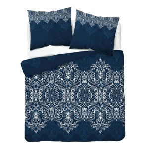 DomTextilu Dokonalé postelné bavlnené obliečky v modrej farbe s krásnym orientálnym vzorom v bielej farbe 51842-230684
