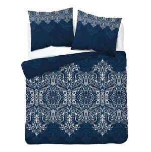 DomTextilu Dokonalé postelné bavlnené obliečky v modrej farbe s krásnym orientálnym vzorom v bielej farbe 51842-230687