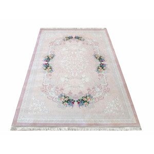 DomTextilu Protišmykový koberec ružovej farby s jemnými kvetmi 54488-234168