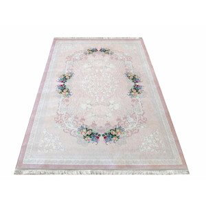 DomTextilu Protišmykový koberec ružovej farby s jemnými kvetmi 54488-234170