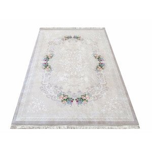 DomTextilu Protišmykový koberec béžovej farby s jemnými kvetmi 55126-234523