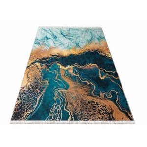 DomTextilu Protišmykový koberec v zelenej farbe s abstraktným vzorom 55130-234540