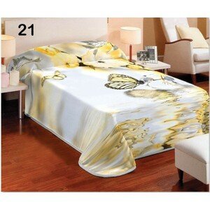 domtextilu.sk Bielo žltá deka na posteľ s motívom motýľov pri vode Šírka: 155 cm | Dĺžka: 220 cm 5615-15051
