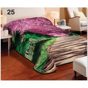 DomTextilu Zeleno hnedé deky na jednoposteľ s fialovými lupeňmi 5617-15053  155 x 220 cm Príroda a zvieratá Zelená