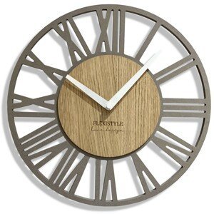 domtextilu.sk Jednoduché sivé nástenné hodiny v drevenom dizajne 57151