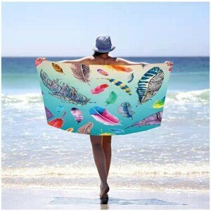 DomTextilu Plážová osuška s motívom farebných pierok 100 x 180 cm