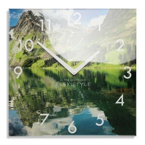 domtextilu.sk Dekoračné sklenené hodiny 30 cm s motívom horského jazera 57312
