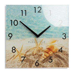 domtextilu.sk Dekoračné sklenené hodiny 30 cm s motívom pláže 57315