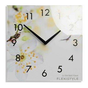 domtextilu.sk Dekoračné sklenené hodiny 30 cm s motívom čerešňových kvetov 57321