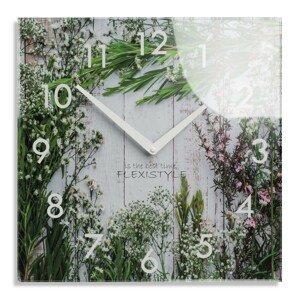 domtextilu.sk Dekoračné sklenené hodiny 30 cm s motívom lúčnych kvetov 57333