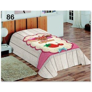 domtextilu.sk Denná prikrývka na posteľ sivo ružovej farby s jahodami 5777-15490  155 x 220 cm Bez motívu
