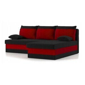 DomTextilu Rohová rozkladacia sedačka DELI červeno čiernej farby 200x 140 cm