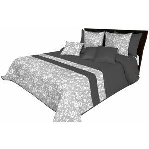 DomTextilu Elegantné sivo-čierne prehozy na posteľ so vzorom bielych kvetín Šírka: 170 cm | Dĺžka: 210 cm 62655-237267