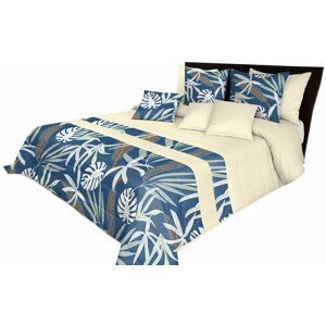 domtextilu.sk Elegantné modré prehozy na posteľ s krásnym vzorom listov Šírka: 200 cm | Dĺžka: 220 cm 62666-237334