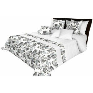DomTextilu Elegantný sivo- biely prehoz na posteľ s krásnym vzorom kvetov Šírka: 170 cm | Dĺžka: 210 cm 62677-237399