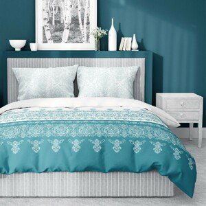 Bavlnená posteľná bielizeň s krásnym tyrksovým vzorom 3 časti: 1ks 160x200 + 2ks 70x80 Tyrkysová