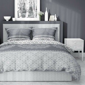 Bavlnená posteľná bielizeň so vzorom mandaly 2 časti: 1ks 140x200 + 1ks 70x80 Sivá