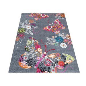 DomTextilu Moderný koberec do detskej izby v sivej farbe s dokonalým motívom motýľov 64146-238845