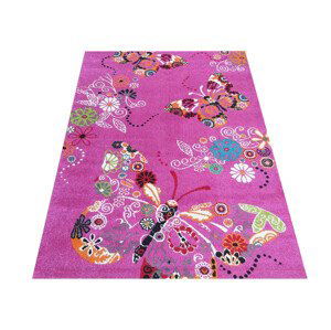 domtextilu.sk Moderný koberec do detskej izby v ružovej farbe s dokonalým motívom motýľov 64147-238848