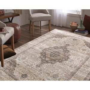 domtextilu.sk Dizajnový koberec vintage béžovo-hnedý so vzorom 64663-238582