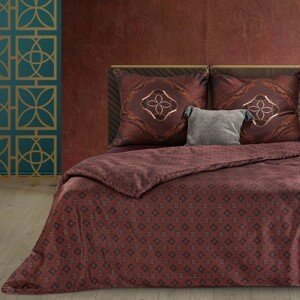 Bavlnená posteľná súprava v bordovej farbe MAROCCO s ozdobným geometrickým vzorom