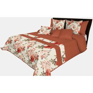 DomTextilu Prešívaný prehoz na posteľ v tehlovej farbe s dokonalou potlačou červených ruži Šírka: 170 cm | Dĺžka: 210 cm 65855-239485