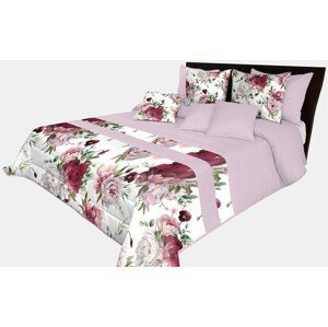 domtextilu.sk Prešívaný prehoz na posteľ v svetlo fialovej farbe s dokonalou potlačou ružových pivonií Šírka: 240 cm | Dĺžka: 260 cm 65857-239503