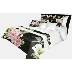 domtextilu.sk Prešívaný prehoz na posteľ v čierno-bielej farbe s dokonalou potlačou kvetín Šírka: 170 cm | Dĺžka: 210 cm 65860-239521