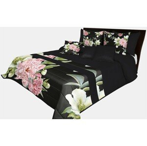 domtextilu.sk Prešívaný prehoz na posteľ v čiernej farbe s dokonalou potlačou kvetín Šírka: 170 cm | Dĺžka: 210 cm 65861-239527