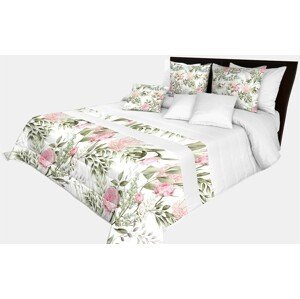 domtextilu.sk Prešívaný prehoz na posteľ v bielej farbe s krásnymi ružovými kvetinami Šírka: 200 cm | Dĺžka: 220 cm 65864-239551