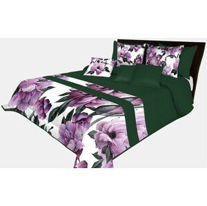 domtextilu.sk Prehoz na posteľ v krásnej zelenej farbe s potlačou dokonalých fialových kvetov Šírka: 170 cm | Dĺžka: 210 cm 65872-239603