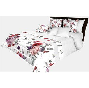 domtextilu.sk Romantický prehoz na posteľ v bielej farbe s nádhernými ružovo-fialovými kvetinami Šírka: 170 cm | Dĺžka: 210 cm 65875-239631