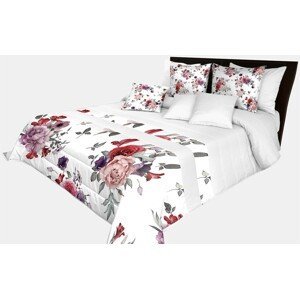 domtextilu.sk Romantický prehoz na posteľ v bielej farbe s nádhernými ružovo-fialovými kvetinami Šírka: 200 cm | Dĺžka: 220 cm 65875-239632