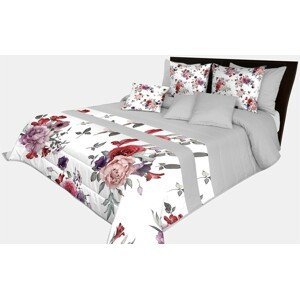 domtextilu.sk Romantický prehoz na posteľ v sivej farbe s nádhernými ružovo-fialovými kvetinami Šírka: 220 cm | Dĺžka: 240 cm 65876-239648