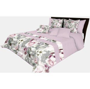 domtextilu.sk Romantický prehoz na posteľ v šedo-ružovej farbe s nádhernými ružovými kvetinami Šírka: 240 cm | Dĺžka: 260 cm 65879-239668