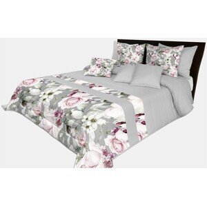 domtextilu.sk Romantický prehoz na posteľ v šedej farbe s nádhernými ružovými kvetinami rôznych druhov Šírka: 170 cm | Dĺžka: 210 cm 65887-239692