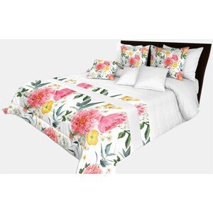 DomTextilu Prehoz na posteľ v bielej farbe s farebnými kvetinami Šírka: 170 cm | Dĺžka: 210 cm 65890-239715