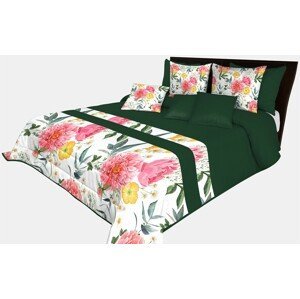 domtextilu.sk Prehoz na posteľ v dokonalej zelenej farbe s farebnými kvetinami Šírka: 170 cm | Dĺžka: 210 cm 65892-239722