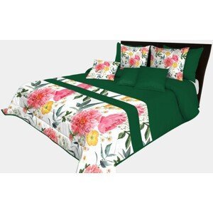 DomTextilu Prehoz na posteľ v zelenej farbe s farebnými kvetinami Šírka: 170 cm | Dĺžka: 210 cm 65893-239732