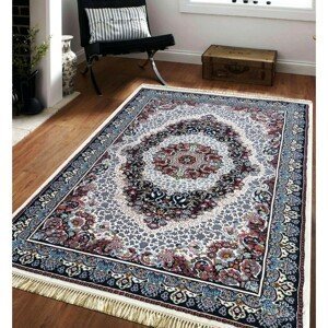 Luxusný vintage koberec v béžovej farbe s dokonalým modro-červeným vzorom