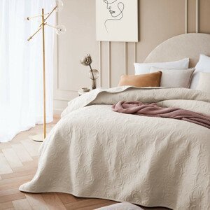 Krásny jemný prehoz na posteľ Leila v krémovej farbe 170 x 210 cm