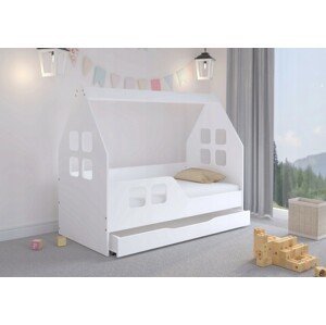 domtextilu.sk domtextilu.sk Okúzľujúca detská posteľ so šuflíkom 160 x 80 cm bielej farby v tvare domčeka  Biela 67085 67085