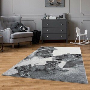 DomTextilu Moderný sivý koberec s motívom rodiny levov 67090-241674