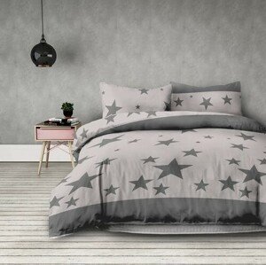 domtextilu.sk Svetlosivé posteľné obliečky so vzorom hviezd 160 x 200 cm  Sivá 67094