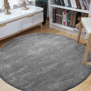 DomTextilu Sivý okrúhly koberec s dlhým vlasom 67168-241902