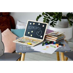 Ecotoys Drevená notebooková edukačná magnetická tabuľa