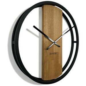 domtextilu.sk Moderné hodiny s priemerom 50cm v kombinácií dreva a kovu 67518