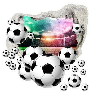 domtextilu.sk Nálepka na stenu 3D futbalové lopty s pozadím štadióna 75 x 75 cm